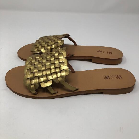 Mi.iM Cross-Hatch Golden Slip On Sandals Size 8 Slides Party Night Out Summer - Picture 7 of 10